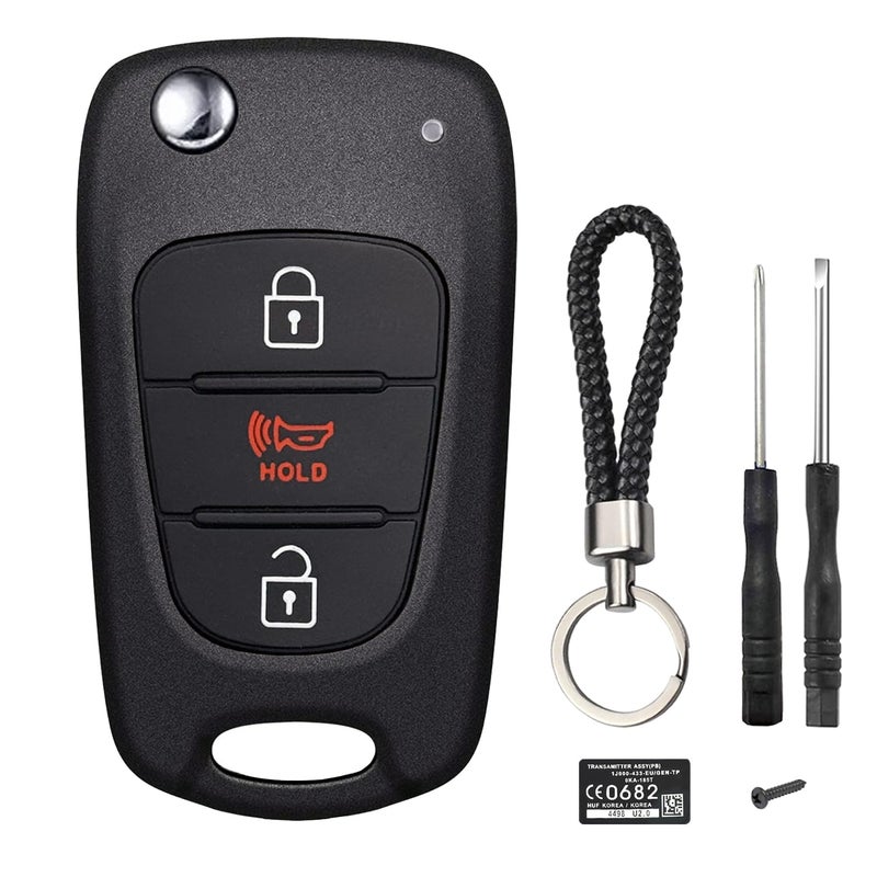 JJCHQ Flip Key Fob Shell Case Replacement Fits for Kia Soul 2011 2012 2013 2010 Kia Rio Kia Sportage 20122014 3 Button Car Keyless Entry Remote Control Folding Key Fob Cover - Image 3