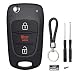 JJCHQ Flip Key Fob Shell Case Replacement Fits for Kia Soul 2011 2012 2013 2010 Kia Rio Kia Sportage 20122014 3 Button Car Keyless Entry Remote Control Folding Key Fob Cover - Image 2