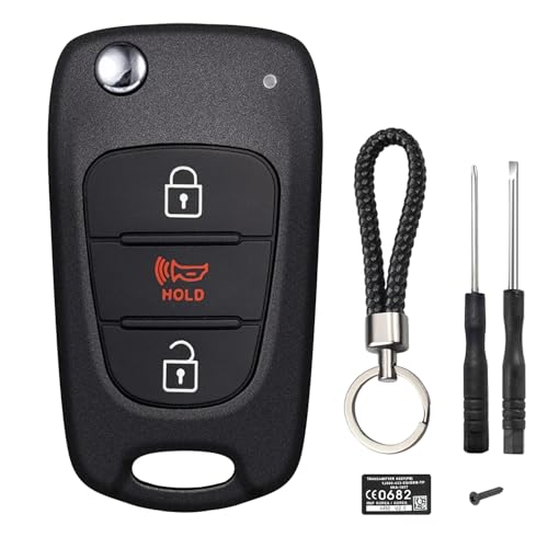 JJCHQ Flip Key Fob Shell Case Replacement Fits for Kia Soul 2011 2012 2013 2010 Kia Rio Kia Sportage 20122014 3 Button Car Keyless Entry Remote Control Folding Key Fob Cover - Image 1