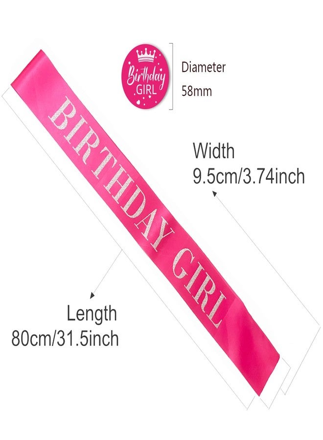 DECOFY Birthday Sash & Crown Set | Princess Queen Tiara Crowns Taj HairBand For Kids Girls & Womens (3 Pc Set- With Pin) - Image 3