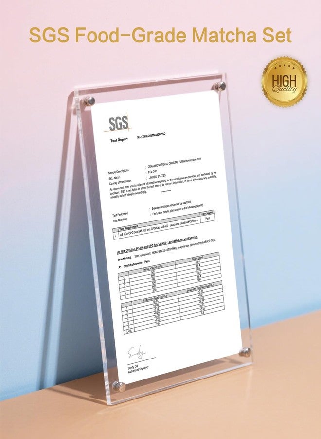 طقم ماتشا زهرة الكريستال الطبيعية - طقم ماتشا مكون من 4 قطع صالح للأكل مع وعاء ذي صنبور، ومضرب ماتشا، ومغرفة، وحامل شاي - هدية مثالية لحفل شاي الماتشا لمحبي الماتشا (ساكورا ويسبر) - Image 3