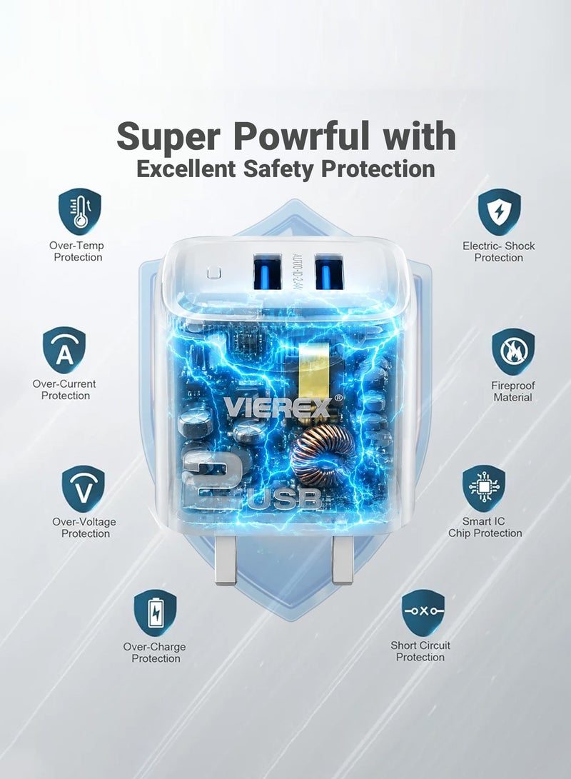 Vierex 18W Dual Port Quick Charger Travel Companion Charger Includes USB-A to USB-C Cable for Type-C Series - Image 5
