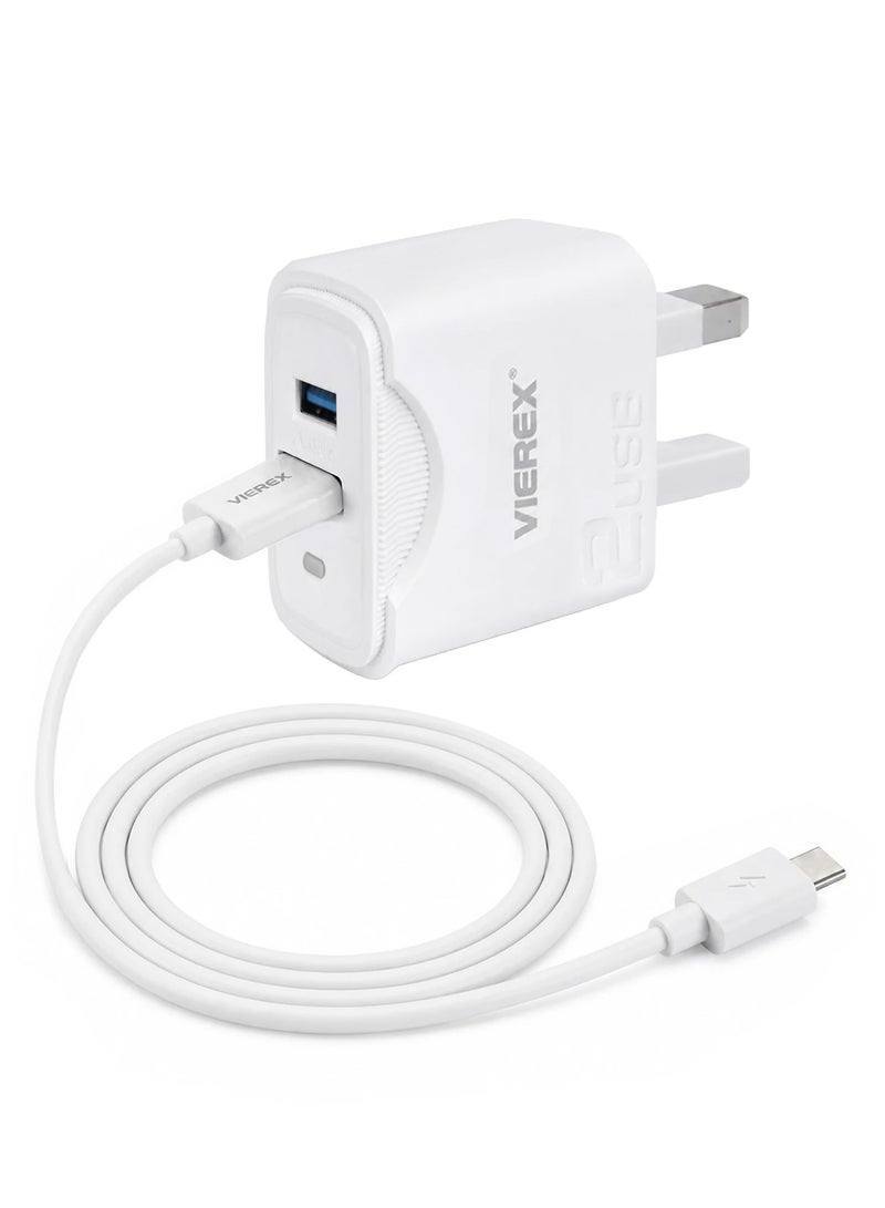 Vierex 18W Dual Port Quick Charger Travel Companion Charger Includes USB-A to USB-C Cable for Type-C Series - Image 4