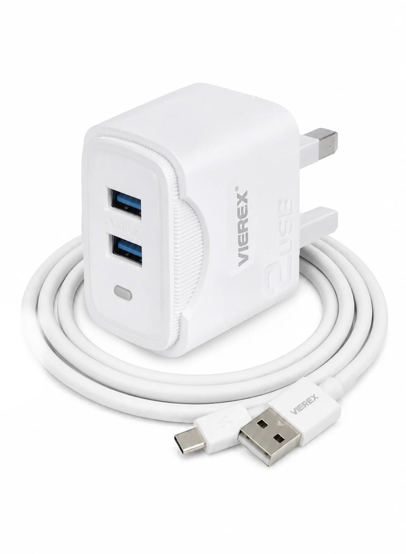 Vierex 18W Dual Port Quick Charger Travel Companion Charger Includes USB-A to USB-C Cable for Type-C Series - Image 3