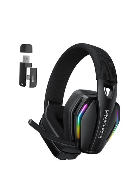 Gaming Headset Wireless Tri-Mode Headset Bluetooth/2.4G for PC/Xbox/PS5/PS4/Switch/Tablet/Mobile, Ultra Low Latency Wireless Gamer Headphone with Microphone Phantom color RGB light effect