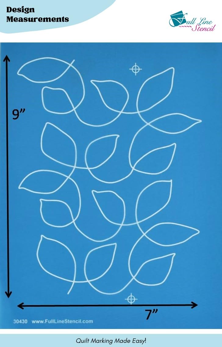 Full Line Stencil - Meandering Leaves, Edge-to-Edge Continuous Line Template for Free Motion, Domestic, Hand & Longarm Quilting (30430) - Image 2