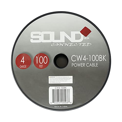 SoundBox Connected 4 Gauge Black Amplifier Amp Power/Ground Wire 100 Feet Superflex Cable 100' Spool - Image 2