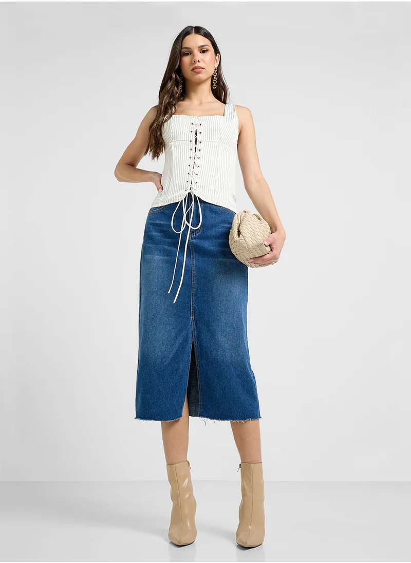 Ginger Corset Style Tie Up Detail Crop Top
