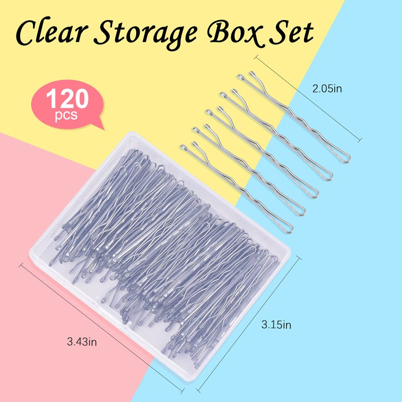 MORGLES Silver Bobby Pins for Gray Hair 120PCS 2Inches Hair Pins for Women with Box - Image 2