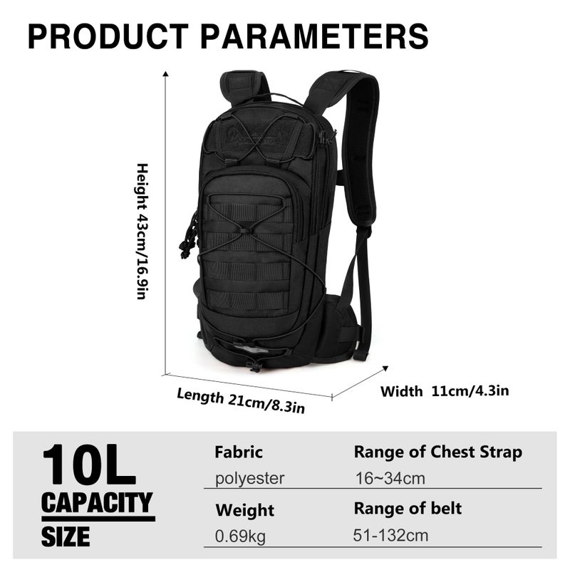 Mardingtop10L Small Tactical Molle Hydration Backpack,Cycling Backpack for Biking,Cycling and Running EDC Daypack - Image 2