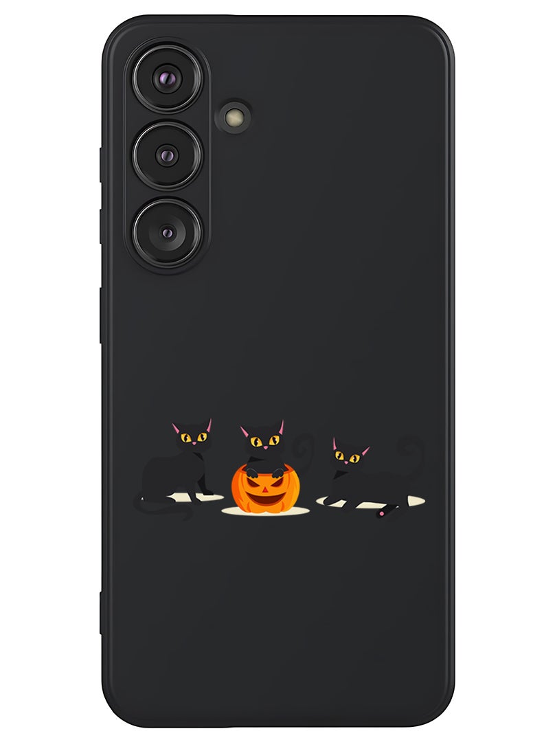 Theodor Protective Slim Fit Case Liquid Silicone Cover with Full Body Protection Anti-Scratch Shockproof Case For Samsung Galaxy S25 (Black) - Cats Pumpkin Halloween2-01 - Image 1