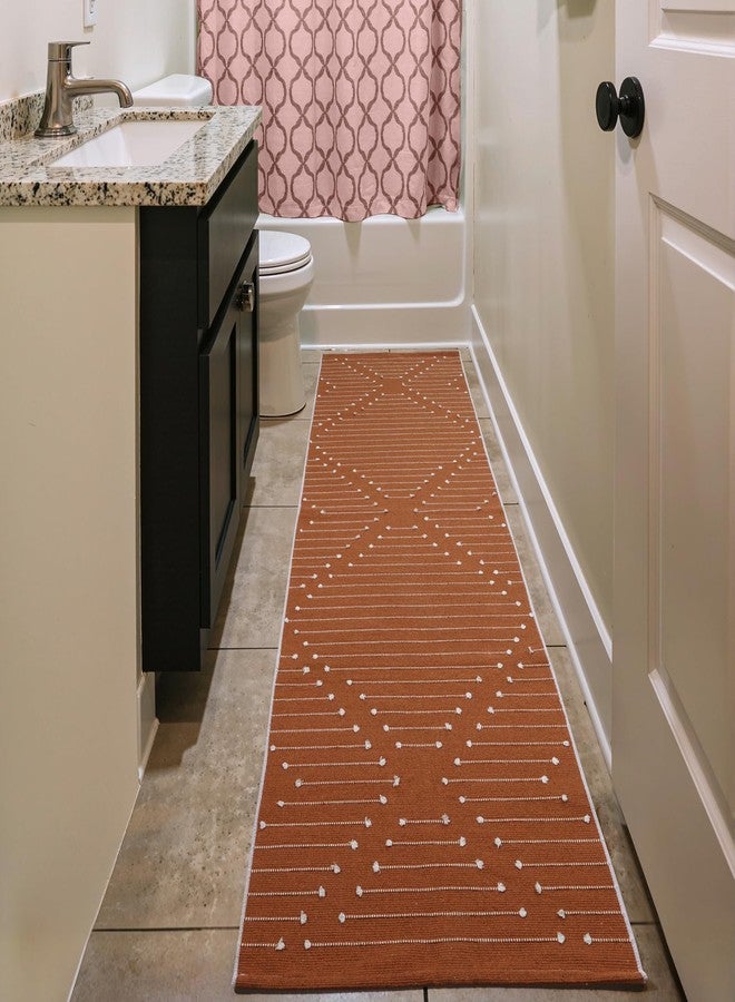 LIVEBOX Burnt Orange Entryway Rug, Washable Front Door Rug Cotton Blend Kitchen Rugs, Boho Woven Area Rug Throw Carpet for Layered Porch Halloween Decor Rugs (2.4' x 3.7') - Image 4