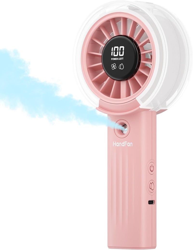 HandFan Upgraded Misting Fan with LED Display – Extreme Cooling Portable Handheld Fan with Water Mist Spray, 50% Stronger Airflow & Quieter, USB Rechargeable for Travel/Park/Disney/Beach/Concert/Game - Image 1