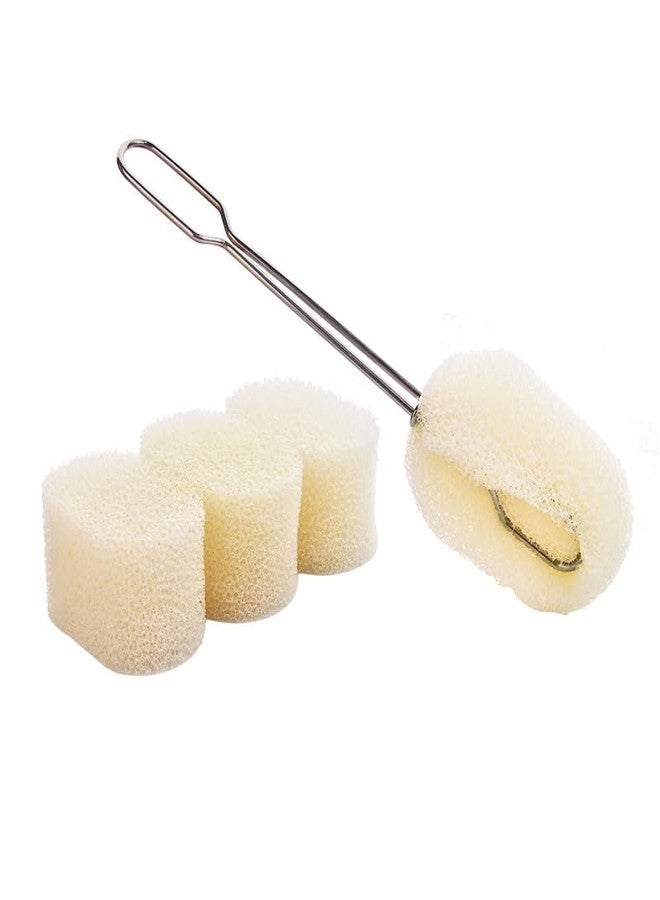 KATPOSIN Sponge Bottle Dish Brush with Handle, Non-Scratch Scrubber for Glasses, 3 Refill Heads - Image 1
