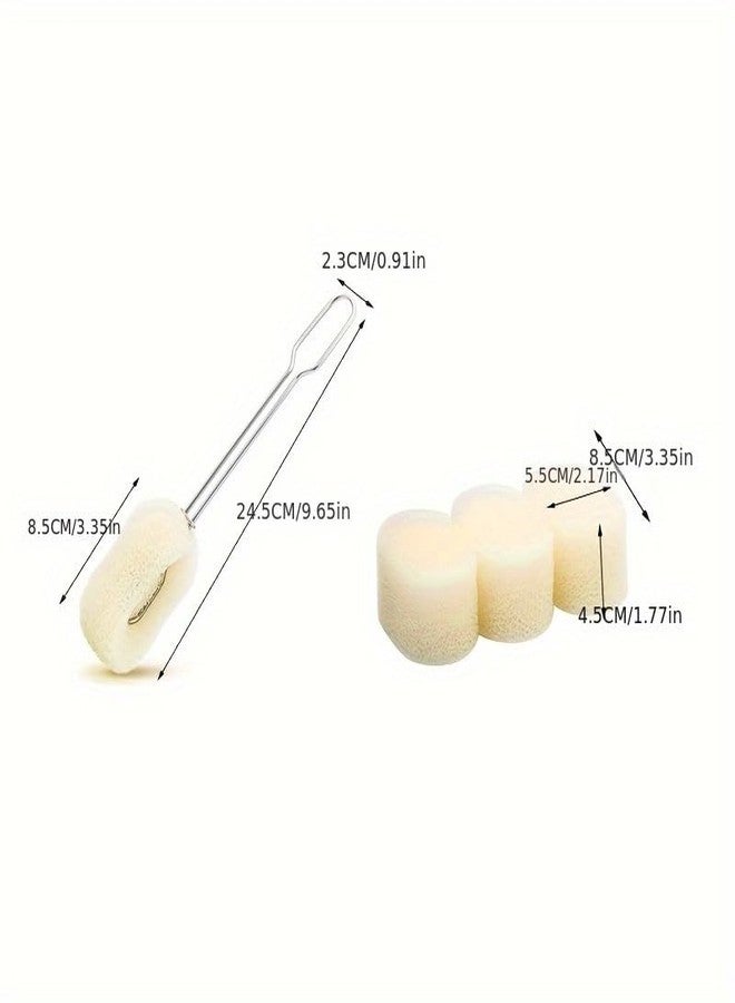 KATPOSIN Sponge Bottle Dish Brush with Handle, Non-Scratch Scrubber for Glasses, 3 Refill Heads - Image 4