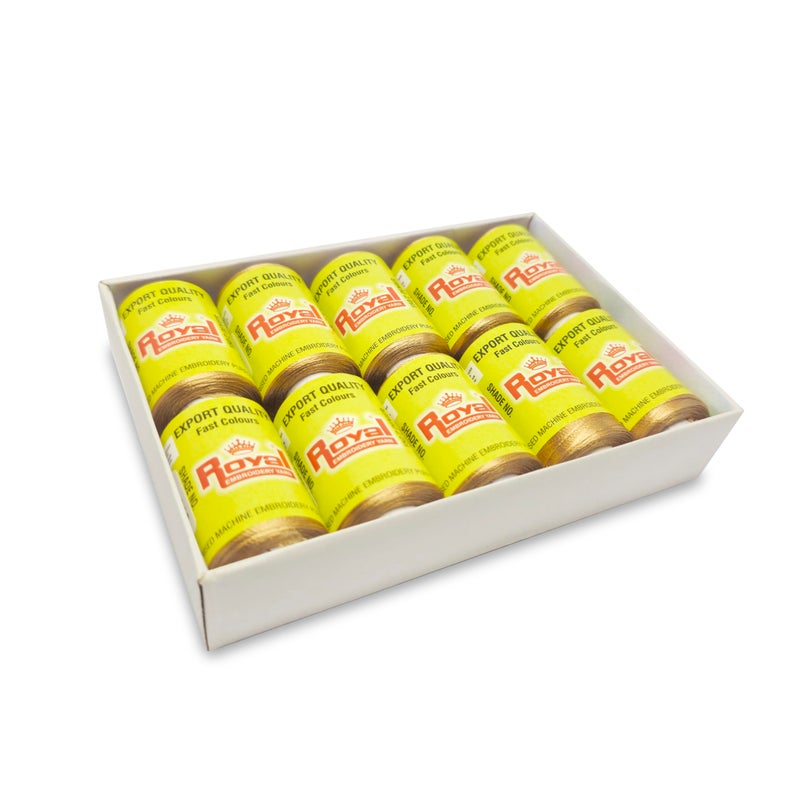 Royal Embroidery Threads - Viscose Rayon 150/2 Denier (13g Tube) Pack of 10 (Beige) - Image 2
