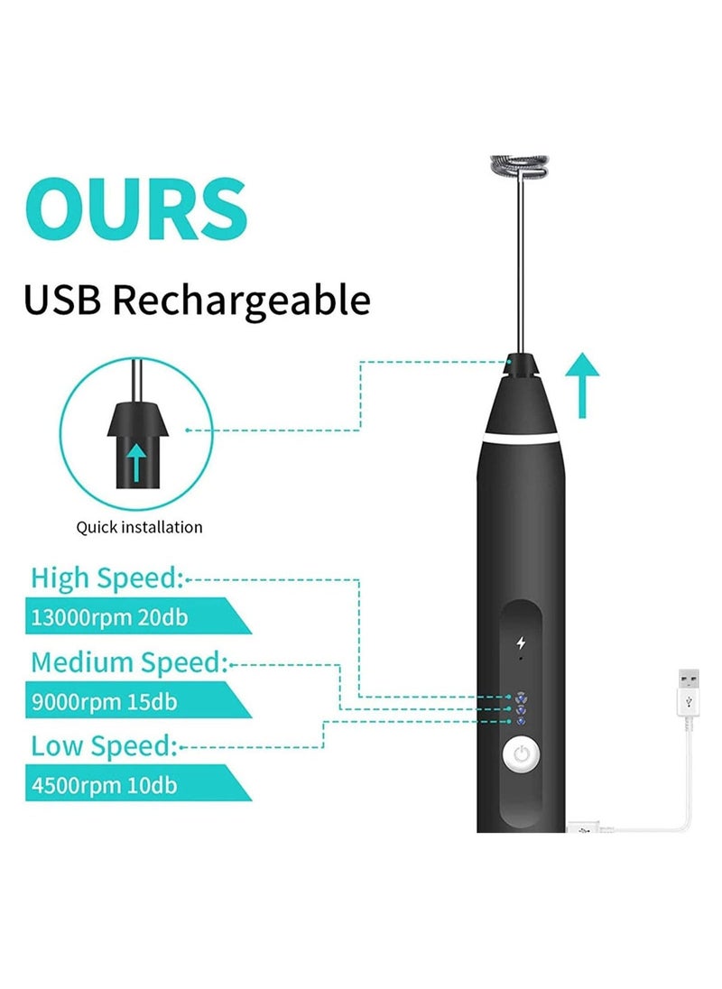 خافق حليب، خافق قهوة، خفاقة كهربائية للخبز، خافقات حليب محمولة قابلة لإعادة الشحن عبر USB، خفاقة بيض منزلية صغيرة مع 3 سرعات قابلة للتعديل لتكوين رغوة الحليب - Image 5