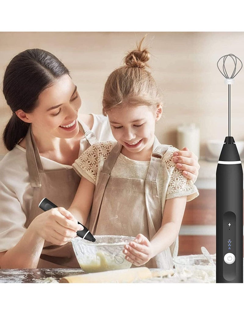 خافق حليب، خافق قهوة، خفاقة كهربائية للخبز، خافقات حليب محمولة قابلة لإعادة الشحن عبر USB، خفاقة بيض منزلية صغيرة مع 3 سرعات قابلة للتعديل لتكوين رغوة الحليب - Image 3