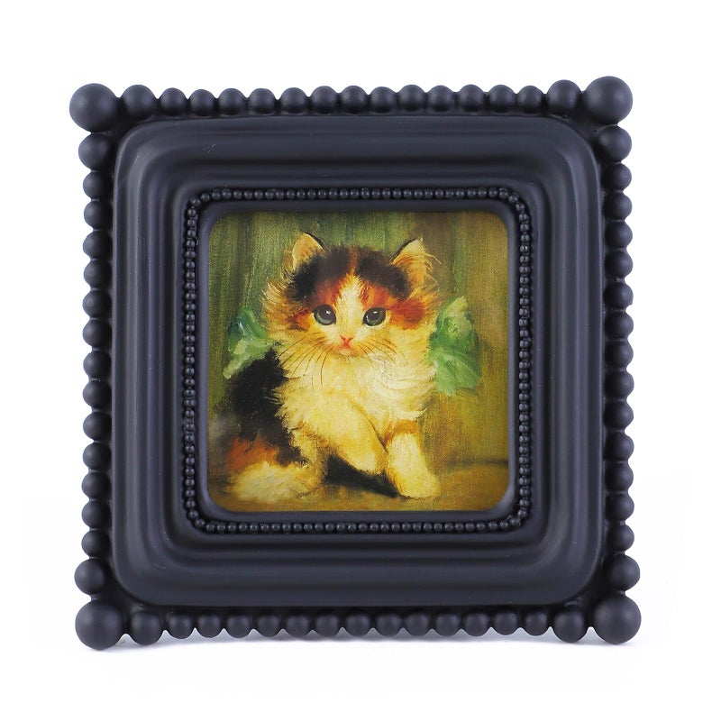 SIKOO Small Vintage Picture Frame 3x3 Black Antique Ornate Photo Frame Square with Bead for Tabletop and Wall Mount Display Vintage Gothic Wall Decor Art Gallery - Image 1