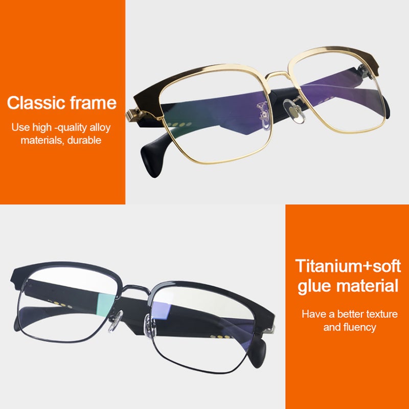Wireless BT Glasses Headphones: Gold Titanium+Soft Glue Material - Semi-Open Sound Cavity Design Glare Blocking Smart Headset for Outdoor Daily Use - Image 5