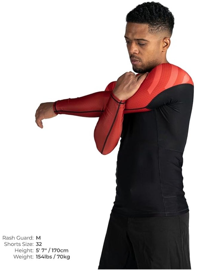 Sanabul  - Essential Long Sleeve Compression Shirts For Men | Mma Bjj Athletic Compression Shirt | Men Cross Training Rashguard (Medium, Red) - Image 1