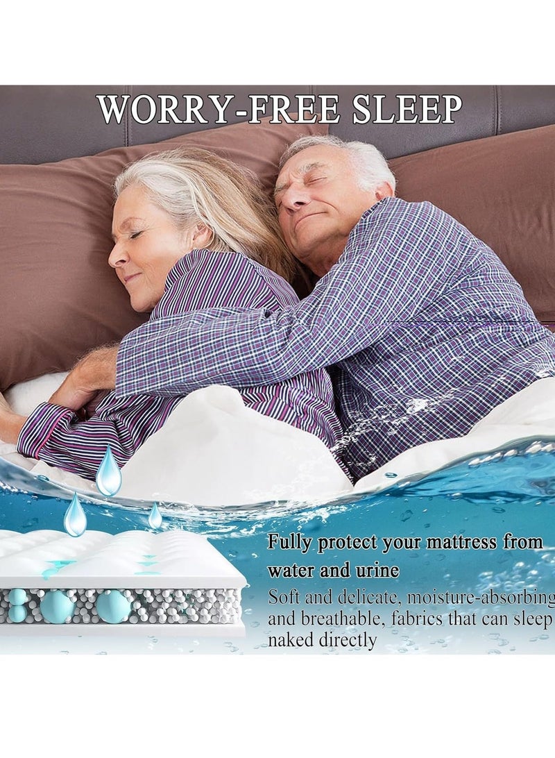 WALALLA Hypoallergenic Breathable Waterproof Cotton Mattress Protector, Noiseless Soft Mattress, Cover Bed Cover, Mattress Pad with Deep Pocket - Image 3