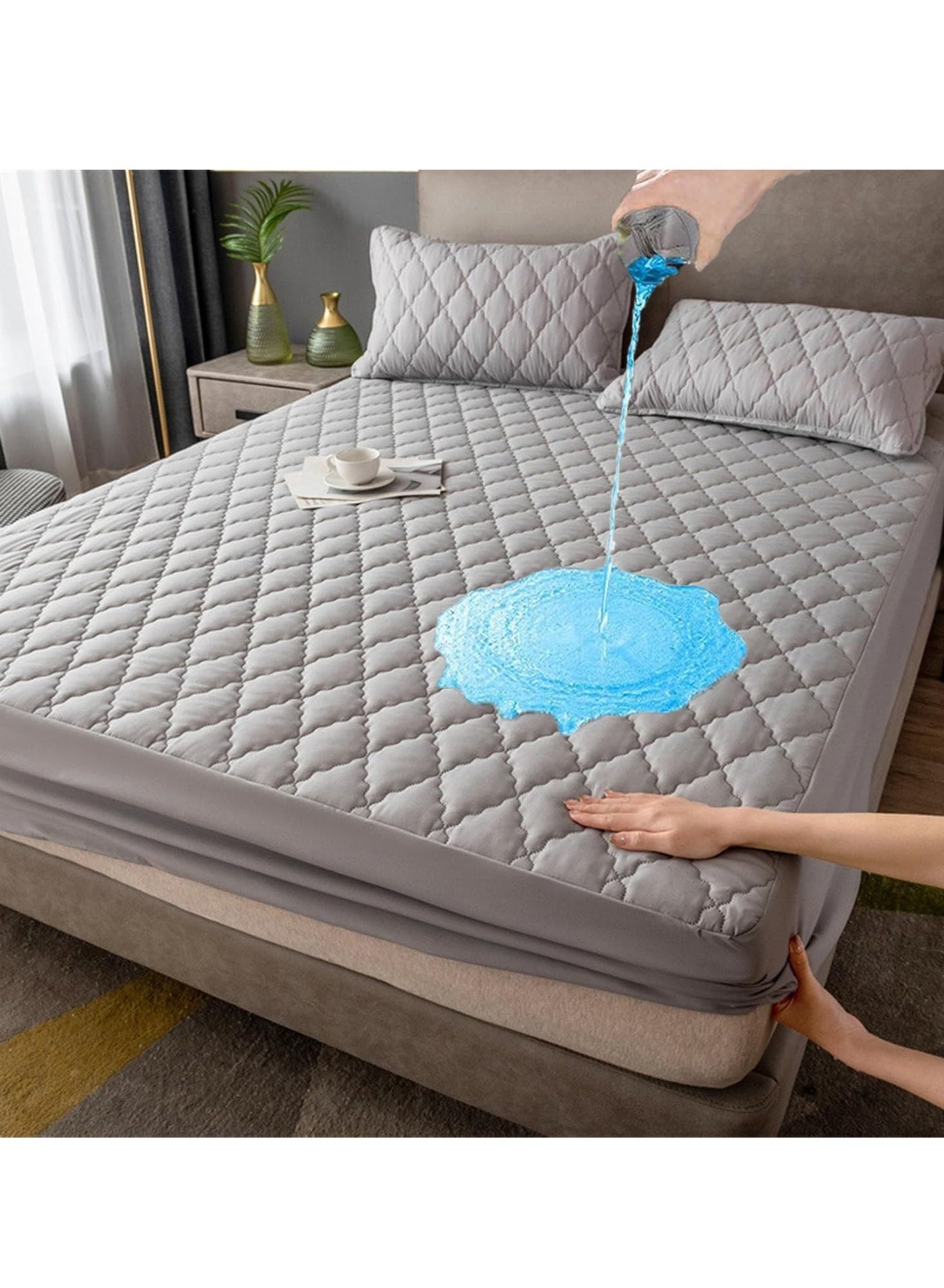 WALALLA Hypoallergenic Breathable Waterproof Cotton Mattress Protector, Noiseless Soft Mattress, Cover Bed Cover, Mattress Pad with Deep Pocket