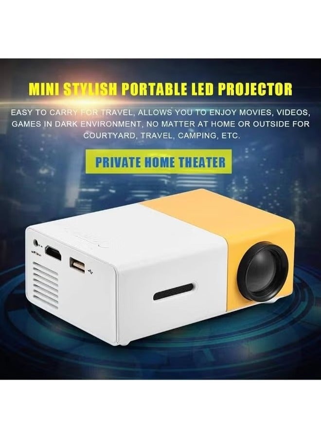 جهاز عرض صغير عالي الدقة 1080P LED جهاز عرض سينما منزلية جهاز عرض صغير عالي الدقة عالي الدقة مزود بفتحات USB/SD/AV/HDMI - أصفر