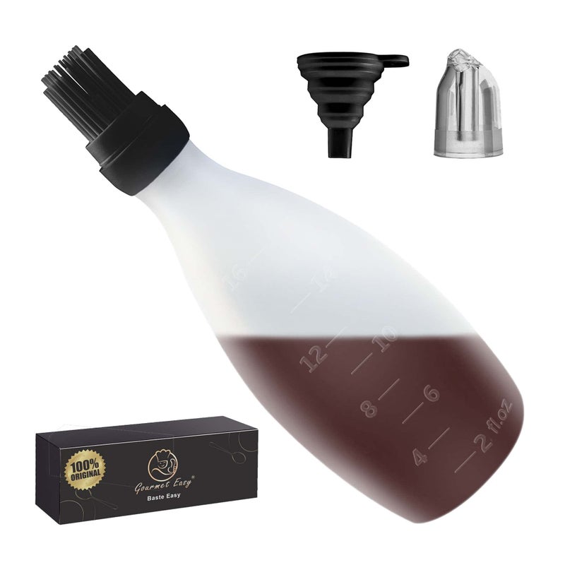 Gourmet Easy Silicone Pastry Brush AllinOne Silicone Basting Brush with Sauce Bottle Heat Resistant BBQ Accessories and Cooking Gadgets BPAFree Oil Dispenser for Cooking Baking GrillingBlack