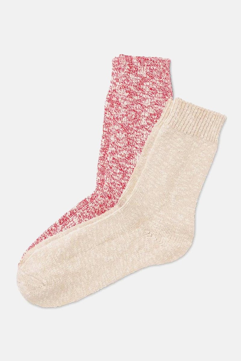 Tchibo Women 2 Pairs Knitted Socks, Beige and Red  - Image 2