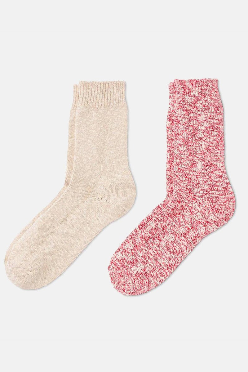 Tchibo Women 2 Pairs Knitted Socks, Beige and Red  - Image 1
