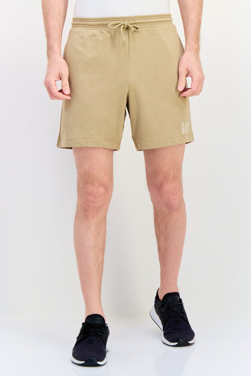 GAP Men Embroidered Logo Basic Shorts, Tan - Image 1