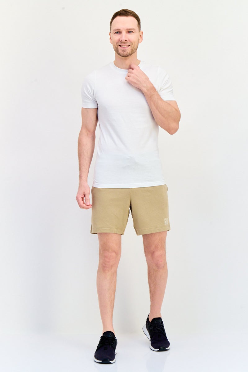 GAP Men Embroidered Logo Basic Shorts, Tan - Image 4