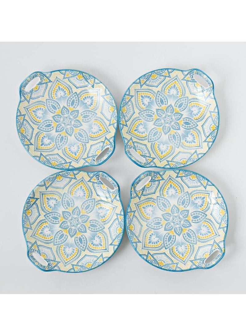 Shuer 4-Piece Hand Painted Round Ceramic Dinner Plates  23.5x20x4cm - Image 1