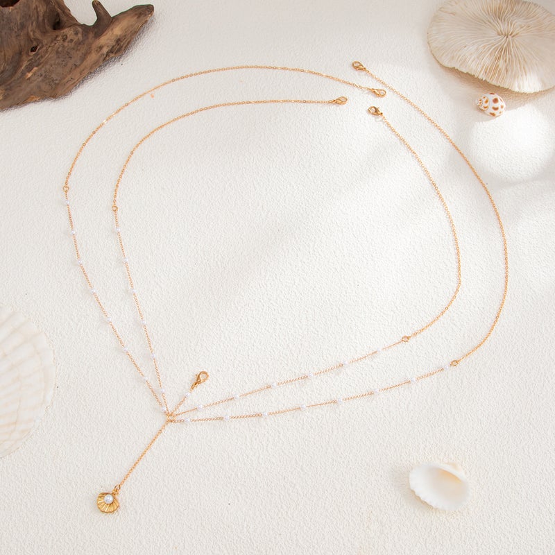 SHIXIN European and American Cross-Border Accessories: Sexy Holiday Starfish Shell Pendant Body Chain, Simple Metal Multi-Layer Chest Chain - Image 4