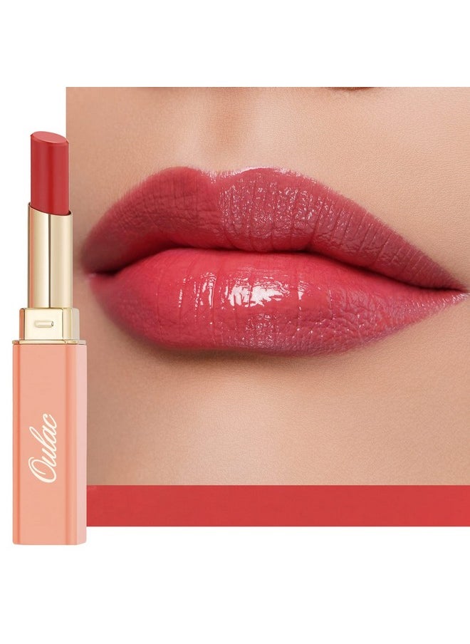 Oulac Oulac Moisturising Lipstick Red - Moisture Shine Hydrating Lipstick & Tinted Lip Balm for Dry Lips, Medium Coverage Lip Colour | Juicy Look, Glossy Finish, Vegan, Cruelty-Free, Femme Fatale (01)  - Image 1
