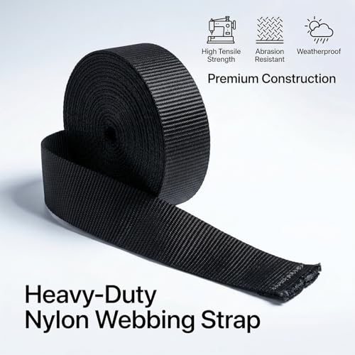 APAV Heavy-Duty 2-Inch Wide Nylon Webbing Strap - Versatile & Durable for Outdoor Gear, Sports Equipment, Pet Collars, Leashes, Bag Belts & DIY Projects (10 Meter (Black)) - Image 4