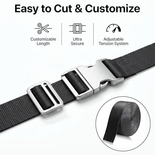 APAV Heavy-Duty 2-Inch Wide Nylon Webbing Strap - Versatile & Durable for Outdoor Gear, Sports Equipment, Pet Collars, Leashes, Bag Belts & DIY Projects (10 Meter (Black)) - Image 3