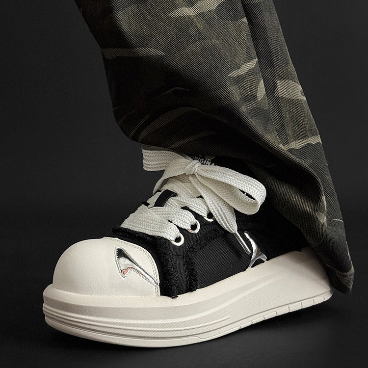 Celebrity-Inspired Smiley Face Chunky Shoes, Unisex Autumn Thick-Soled Height-Increasing Canvas Shoes, Casual Couple Shoes, Women''s Shoes - Image 3