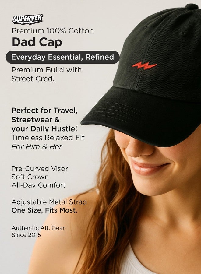 Supervek Black Dad Cap - Soft Crown Everyday Essential Travel Cap - Relaxed Fit for Men & Women - Adjustable Strap - Stylish Caps for Men Original - Perfect for Summer, Streetwear & Travel - Image 2