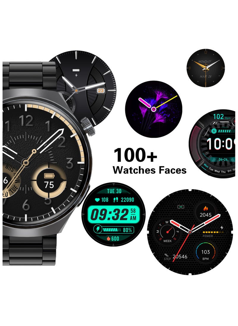 V19 1.39" HD TFT Display Smartwatch IP68 Waterproof 15-Level Heart Rate Compatible with Android & iOS Bluetooth Calling 100+ Sports Modes Health Suite Custom Watch Faces Black