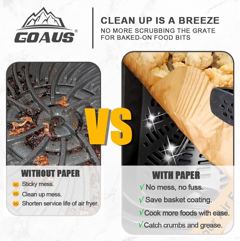 GOAUS Parchment Paper Liners 11.5x6 inch for Air Fryer Toater Oven, Rectangle Paper Disposable Fit Ninja Foodi FG551 Smart XL - Image 5
