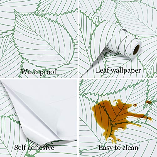 Kitico Peel and Stick Wallpaper Leaf Removable Leaf Contact Paper Green Leaf Self Adhesive Wallpaper Waterproof Leaves Wall Paper for Bedroom Vinyl Roll 17.7''x78.7'' - Image 5