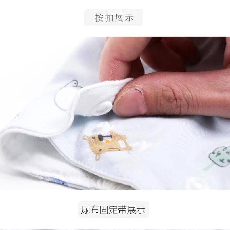 Snap Button Adjustable Diaper Pants Pure Cotton Type A Baby Gauze Diaper Meson Fixed Pants Washable Baby Ring Pocket - Image 5