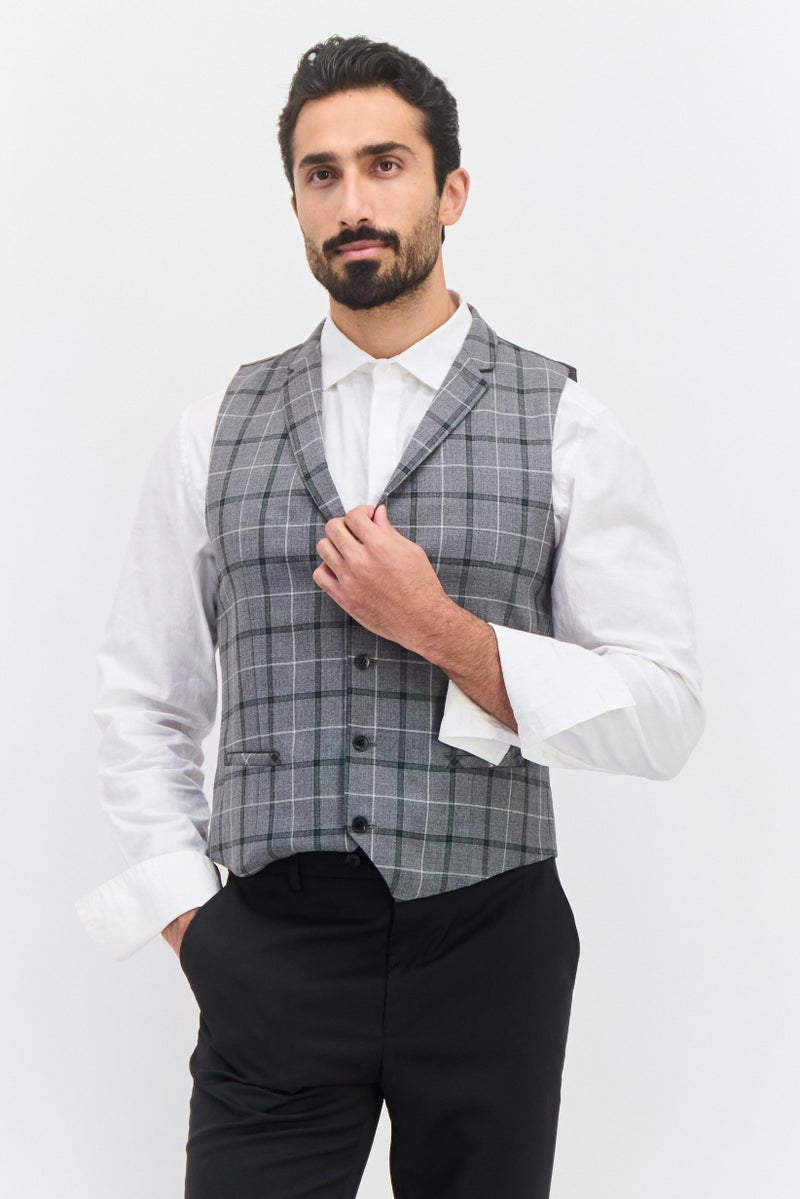 SELECTED سترة خصر مربعة للرجال، رمادي - Image 1