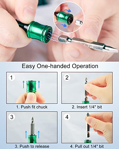 katerk 6 pcs 1/4 inch Hex Shank Aluminum Alloy Screwdriver Bits Holder, Light-weight Quick-change Extension Bar Keychain Drill Screw Adapter Change Portable (With Silver Carabiner) - Image 5