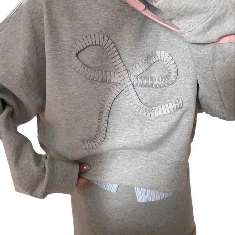 [three-piece set] bow slim sweater womens autumn 2024 new skirt a set of leisure sports set Suit - Image 5