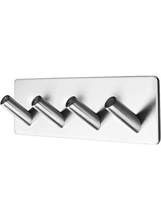 Drill-Free Stainless Steel Wall Mounted Bathroom Kitchen Hooks with Super Strong Adhesive Foam Pad on The Back,4 Heavy Duty Metal Hanger Included for Hanging Coats, Towels, Keys (4 Hooks) - pzsku/Z2F3CE4C3740000751EFBZ/45/_/1680226292/7f1eb4b6-f411-4854-b831-e562c56aab77