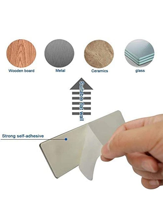 Drill-Free Stainless Steel Wall Mounted Bathroom Kitchen Hooks with Super Strong Adhesive Foam Pad on The Back,4 Heavy Duty Metal Hanger Included for Hanging Coats, Towels, Keys (4 Hooks)