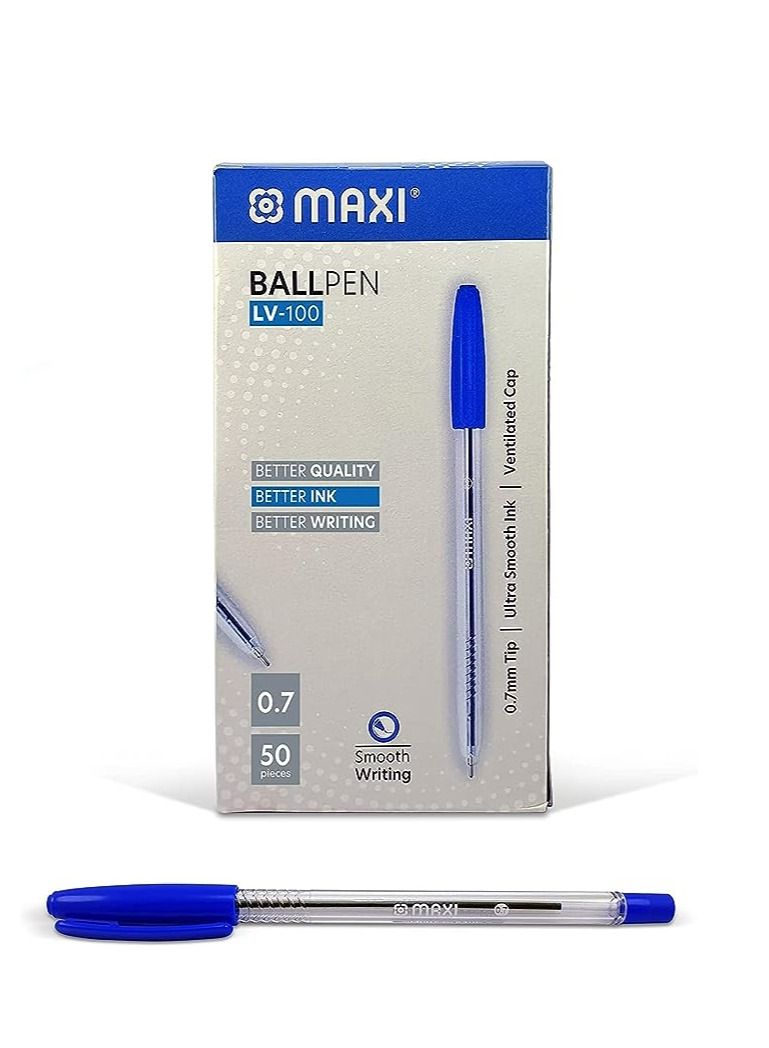 Maxi 50-Piece Ball Pen 0.7mm Tip Blue Ink - Image 1